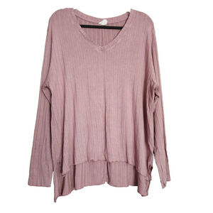 Mote Womens Pullover V-Neck Sweater Size XXL Pink Long Sleeve Lightweight